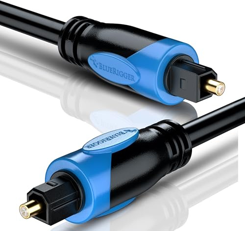 BlueRigger Digital Optical Audio Toslink Cable (5M - 2 Pack, Fiber Optic Cord, in-Wall CL3 Rated, 24K Gold-Plated) - Compatible with Home Theatre, Sound Bar, TV, Xbox, Playstation PS5/PS4
