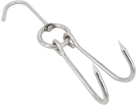 GOOHOCHY 6pièces Crochets à Viande Acier Inoxydable Pour Bbq Crochets De Rôtissage Doubles Pour Séchage Et Fumage De Diamètre