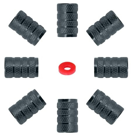 NIUQIGE Aluminium Auto-Reifen Schrader-Ventil; Alu Ventilkappen 8 Stück Ventildeckel; Ventilabdeckung Reifenventil-Kappen PKW SUV Motorrad Fahrrad (Anthrazit)