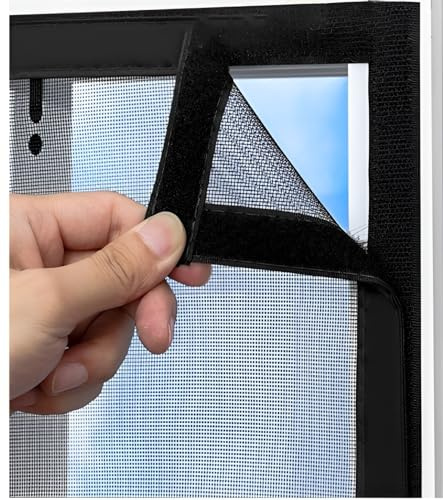 Katzennetz Fenster für Balkon Ohne Bohren Edelstahl, Katzensichere Fliegengitter mit Klettband Selbstklebend, Katzensichere Fliegengitter Fliegennetz Fenster Transparent Langlebig Robust(80x120cm)