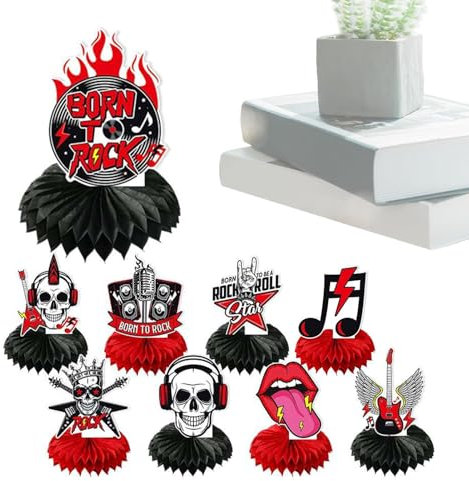 Tuxxjzm Rock-partydekorationer, rock-and-roll-dekorationer – bordsdekoration kjol och rulle | partydekorationer med temat musik, rockstjärna partytillbehör, festbordsdekoration, Born to
