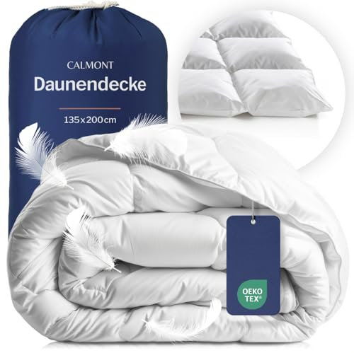 CALMONT - Daunen Bettdecke I Daunendecke 135x200 I 100% extra weiche Federn & Daunen | Fachärztlich geprüft für Allergiker | Oeko-Tex (135 x 200 cm, Warme Winterdecke)