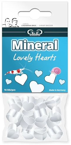 GlasGarten Mineral Hearts | 16 pcs - Complément Alimentaire/Nourriture minérale pour crevettes d'ornement, escargots & crabes, qualité de l'eau améliorée
