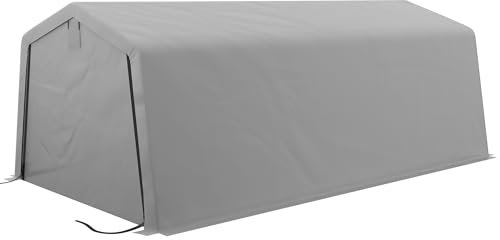 Outsunny Tendone da Giardino 618x265/330x240cm in Acciaio Zincato e PE, Tendone per Feste e Auto con 2 Finestre Laterali, Grigio Chiaro