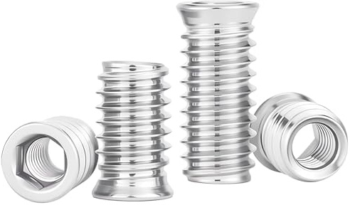 Ctyjia 25 Pezzi Dadi Filettati, M5 x 12mm Inserto Filettato in Legno, Dadi Esagonali per Mobili in Legno, Vite a Esagono Incassato in Acciaio al Carbonio