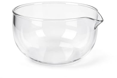 Dezzer 600 ml Matcha Schale mit Ausgießer, Transparent Großes Saucenschale aus Glas für Küche, Wiederverwendbare Servierschüsse für Dessert, Multifunktional Matcha Bowl Set für Salat, Brei, Obst