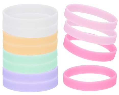 YELARXI Rubber Bracelets, Glow in the Dark Silicone Bracelets Wristbands for Adults Glow Wrist Band 12 Pcs & Orange/Pink/White/Rose Red/Purple/Bean Green-Fitting for Glow Party and Sport