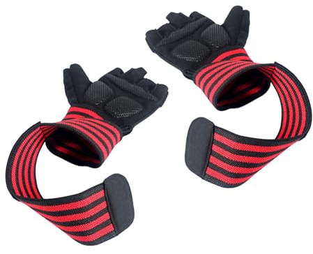 YANPINGJIA Guantes de fitness para levantamiento de pesas, entrenamiento para hombres y mujeres, con correas para la muñeca, protector acolchado en la palma de la mano, transpirable, entrenamiento