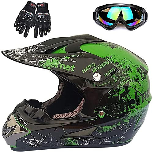 ZJRA Jugend Motorradhelme,Kinderfahrradreithelm,Junge Und Mädchen, Roller Ski ATV Helm,DOT/ECE-Zertifizierung,Geeignet Für Alle Jahreszeiten,24,S
