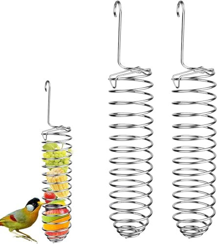 BYZESTY Mangeoire Suspendue pour Perroquet, 2PCS Paniers de Nourriture pour Perroquet Porte-Nourriture pour Oiseaux, Mangeoire à Fruits en Acier Inoxydable, Oiseaux Cage Alimentation Accessoires