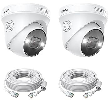 ZOSI 2 Pack 4K PoE IP Cameras Weatherproof Dome Security Camera with Person Vehicle Detection, Color Night Vision, Outdoor Indoor Power Over Ethernet Surveillance System, Only Work with ZOSI PoE NVR