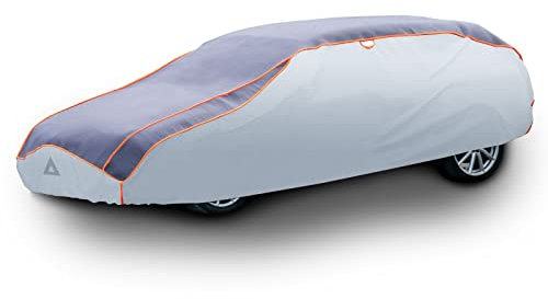 XPOtool Vollgarage für Auto Größe S 406x165x119cm Schutz vor Hagel, wasserdicht, lackschonend, Autoabdeckung mit Luftschlitzen, Reflektoren, Spanngurten
