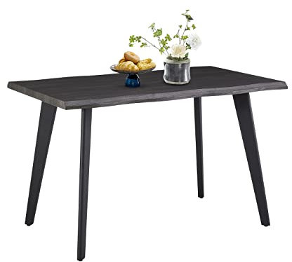 LEMROE Robuster Esstisch aus Holz für 4–6 Personen, industrieller Küchentisch mit MDF-Platte und Metallrahmen für Esszimmer, Zuhause, Büro (braun, 78 × 120 × 75 cm)