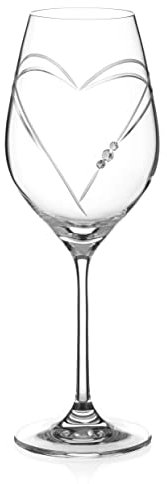DIAMANTE Lot de 2 verres à vin blanc Swarovski en forme de cœurs coupés à la main ornés de cristaux Swarovski