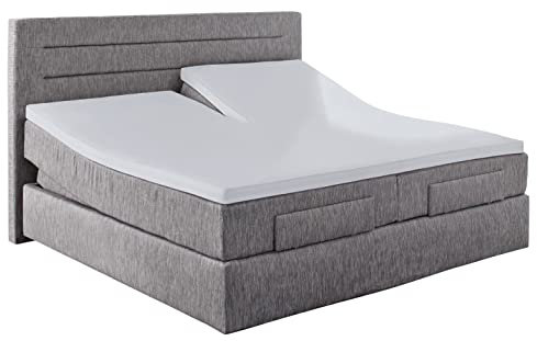Beddress - Spannbettlaken für Splitt-Topper, Splitt-Matratzen, 180-200 x 200-220 cm, 95% gekämmte Baumwolle & 5% Elastan, Oeko-Tex, Hellgrau
