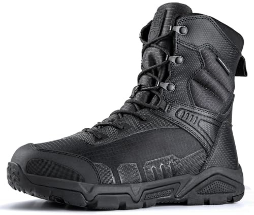 FREE SOLDIER Men's Military Tactical Boots Waterproof Hiking Work Boots Durable Combat Boots(Black 10)