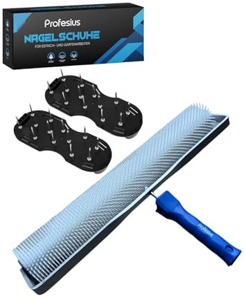 Profesius Entlüftungsroller 2 teiliges Bodenbeschichtungs Set - 50cm Stachelwalze, Bodenwalze mit Bügel und Nagelschuhen - Stachelwalze, Nagelwalze, Igelwaze