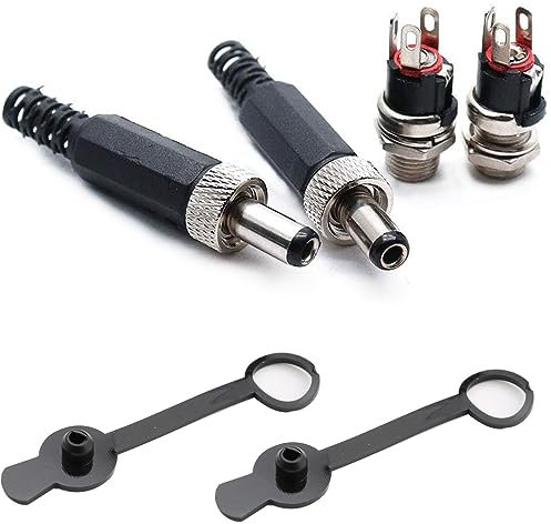 RUNCCI-YUN 2Pezzi Kit 5.5 mm x 2.1 mm DC 12V connettore maschio femmina da pannello,DC 12V connettori alimentazione,connettore saldare DC,Per CCTV Home Security Surveillance Camera