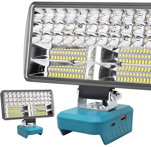 Aernair 18v Light Tools 38w 6000lm Torch Compatible with Makita 18v Lxt Battery Bl1850 Bl1850b Bl1830b Bl1830 Replace Dml806 Dml801, Flood LED Work Lights Flashlight with USB for Emergency