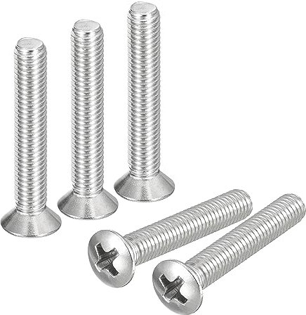 QUARKZMAN Tornillos para Máquinas Cabeza Ovalada Phillips M5x30mm, Acero Inoxidable 304, Ligeramente Avellanados la Cabeza, 25uds