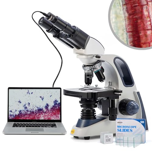 SWIFT SW380B Ingrandimento da 40 a 2500 Volte, Microscopio di Laboratorio Binoculare di Qualità di Ricerca, Testa di Pentola, Tavolo Meccanico, Con Fotocamera da 5,0 Megapixel e Software Compatibile