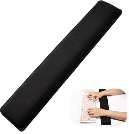 Reposamuñecas Ergonómico Para Teclado Con Espuma Viscoelástica, Almohadilla De Muñeca De Goma Negra, Aplicable A Soporte De Muñeca Antideslizante Para Juegos Y Trabajo En PC (42.5 * 8.5 * 2cm)
