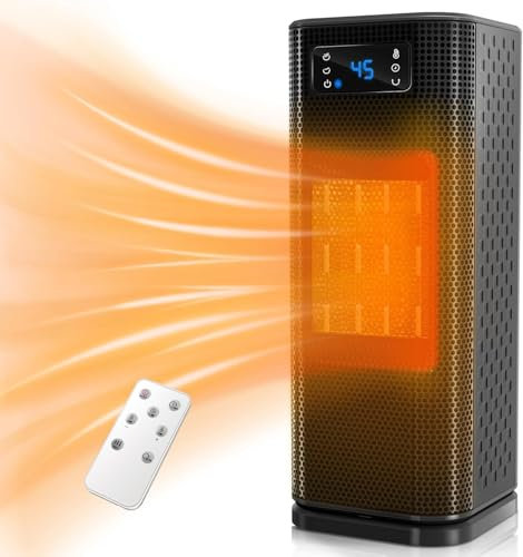 Heizlüfter mit Fernbedienung,Keramik Heizlüfter Badezimmer energiesparend leise Heizstrahler 1500W Heizung mit Oszillation 12h Timing Heizgeräte mit Umkippschutz Überhitzungsschutz für Zuhause, Büro