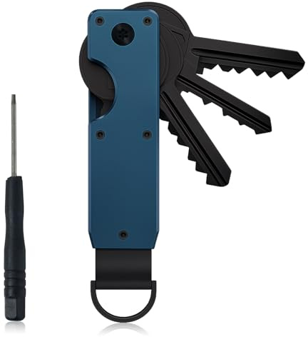 Organisateur De Clés, Key Organizer Compact en Métal Sécurise 6 Key, Trousseau De Clés, Porte Clés Pliable Minimaliste Pour Hommes Et Femmes (Bleu Océan)