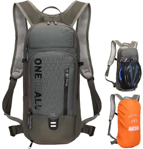 LOCAL LION Fahrradrucksack Wasserdicht, Wanderrucksack Damen Klein, Trinkrucksack Fahrrad, Skirucksack mit Regenschutz für Fahrradtour Wandern Städtetour Skiurlaub Nebelgrau