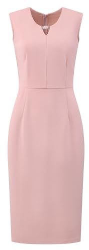 Hobemty Robe Crayon pour Femme sans Manches Col Ras du Cou en V Longueur Genou Tenue de Business