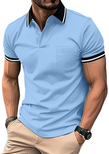 ZITY Mens Polo Shirts Short Sleeve Golf Polo Shirts for Men Adult Outdoor Breathable T Shirt Work Tops Sports Tennis Tee Shirts
