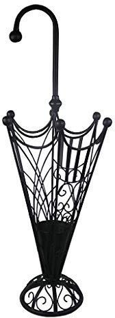 Distressed Effect Black Free-Standing Metal Brolly Umbrella Holder Rack Stand
