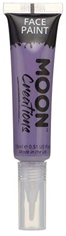 Moon Creations Face & Body Paint Tubes with Brush Applicator | Purple | 15ml | Ready to Use | Cruelty Free, Made in UK | Face Paint for Kids, Adults, Fancy Dress, Festivals, Halloween