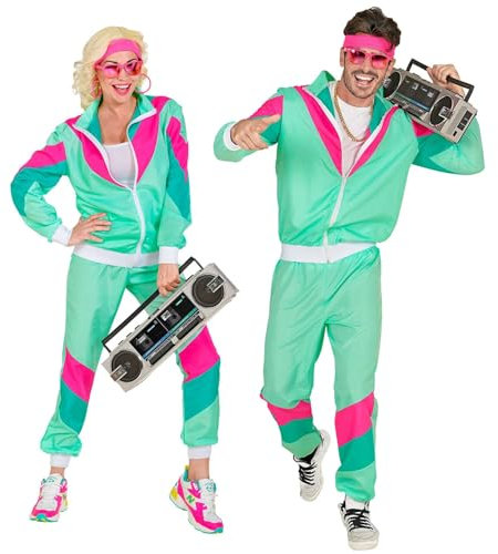 W WIDMANN MILANO Party Fashion - Kostüm Trainingsanzug, 80er Jahre Outfit, Jogginganzug, Faschingskostüme
