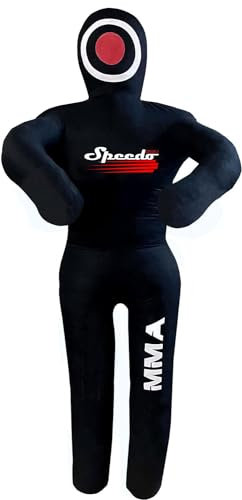 MMA Grappling Dummy Brazilian JIU Jitsu BJJ Boxsack für Selbstverteidigung Wrestling Judo Karate Boxen Wurfen Stehposition - ungefüllt (voll schwarz, 1,8 m)