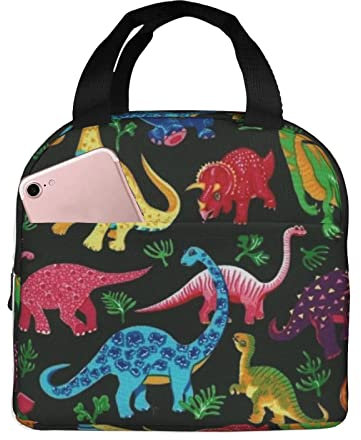 XVBCDFG Bolsa de almuerzo de dinosaurio de dibujos animados para oficina al aire libre, papel de aluminio portátil, aislamiento grueso y bolsa Bento para man