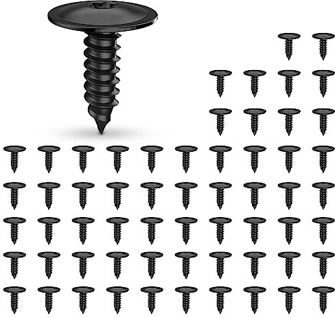 WZYTEU Lot de 60 vis à tôle à tête plate M5 × 16 mm Vis à tête plate pour garde-boue de voiture Grille pour pare-chocs (noir)