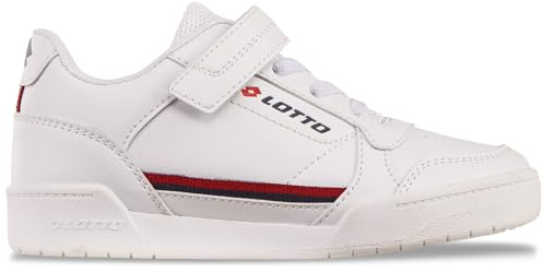 Lotto Baskets Unisexes pour Enfant, Blanc/Rouge, 28 EU
