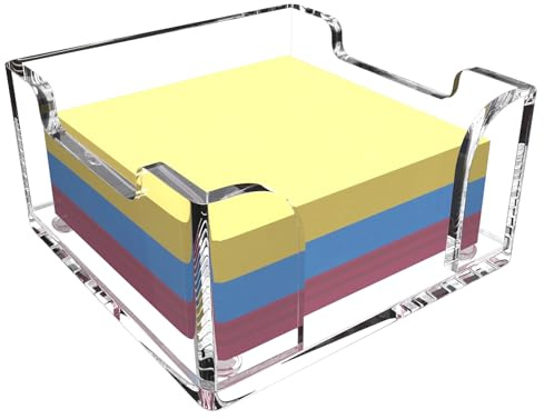 XQIGI Soporte acrílico para notas adhesivas de 3 x 3 pulgadas, dispensador de bloc de notas de cristal transparente, soportes autoadhesivos para dormitorio, oficina, escritorio organizador (A)