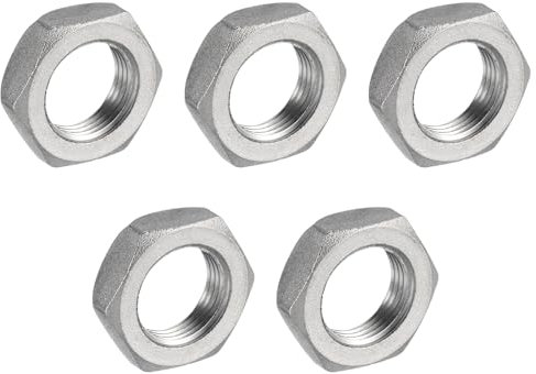 QUARKZMAN 5 pcs Fonte Tuyau Raccord Hex Contre-écrou, 304 Inox Acier Hex Verrouillage Écrou 3/8 Femelle Filetage (DN10) pour Plomberie Fixe, Eau Balai et Châssis Nettoyeur