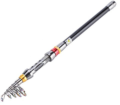 Caña de Pescar Telescópica, Caña de Pescar Telescópica de Fibra de Carbono Carbono Telescópico para Viajes Pesca de Trucha Lubina de Agua Dulce de Agua de Mar (3.6)
