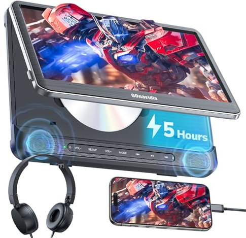 12'' Auto DVD Player für Kinder mit HDMI-Eingang, Tragbarer DVD-Player unterstützt USB/TF-Karte, AV-EIN- und -Ausgang, regionenfrei, letzter Speicher