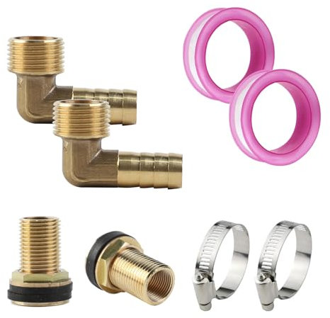 Lvjkes Conector de Tanque de Agua de Latón, 2 Piezas 1/2''Rosca Exterior 3/8'' Rosca Interior de Tanque de Latón, Rosca para depósito de latón, Adecuado para grifos, baldes y Equipos de riego