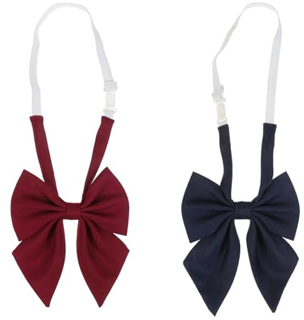 NiceYnn Pré-noué Nœud Papillon Réglable pour Femme Cravate Uniforme Costume Ecolier Cosplay Rouge/Bleu Marine