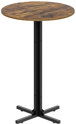 YATINEY Stehtisch 90 cm hoch, Bartisch, Bistrotisch rund, hoher Stehtisch, für Restaurants, Küchen, Bars, Pubs, Vintagebraun und Schwarz XBT10BR