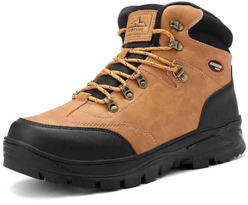 AX BOXING Chaussures Homme Hiver Chaussure Randonnée Fourrure Chaud Bottine Antidérapantes Bottes de Neige Outdoor Marche Trekking Taille 41-46 EU(Marron_B, 45 EU)