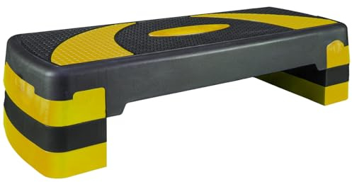 FIXKRAFT Aerobic Stepper 3 in 1 für Zuhause 120 kg Steppbrett Höhenverstellbar Steppboard DREI Stufen Fitness Stepp Brett Sport Equipment Gymnastik Zubehör (Gelb)