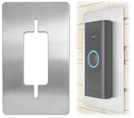 Panel de acero inoxidable para anillo Doorbell Wired – Placa de pared para anillo de vídeo timbre Wired, soporte accesorio para timbre con cámara, resistente a la intemperie para montaje en pared