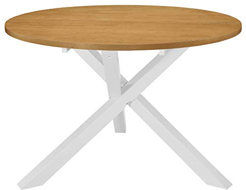 Festnight- Rund Esstisch Küchentisch aus Eiche | Holz Esszimmertisch Holztisch für Esszimmer Wohnzimmer Küche - Weiß 120x75 cm MDF