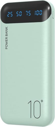 Power Bank 10000mAh Chargeur Portable Batterie Externe avec 2 Sorties USB 2,4 A et Entrée USB C Compatible avec Huawei iPhone 12 11 X iPad Samsung Galaxy S20 Android Tablette Plus (Green, Large)